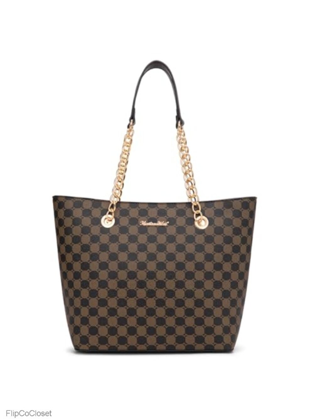 PU Leather Chain Handle Hobo Satchel Bag